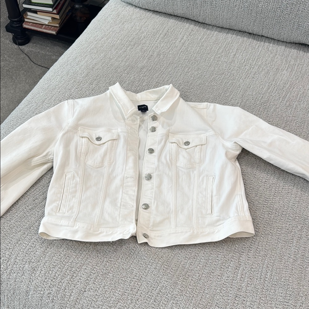 J. Crew White Jean Jacket Cropped Denim Coat